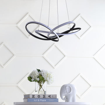 Alexia 25" Abstract Integrated LED Metal Adjustable Pendant - JONATHAN Y